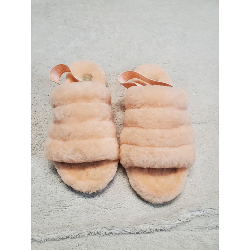 Ugg‎ Peach Fluff Yeah Slip On Slingback Platform Slides Shoes 9 Cozy Winter